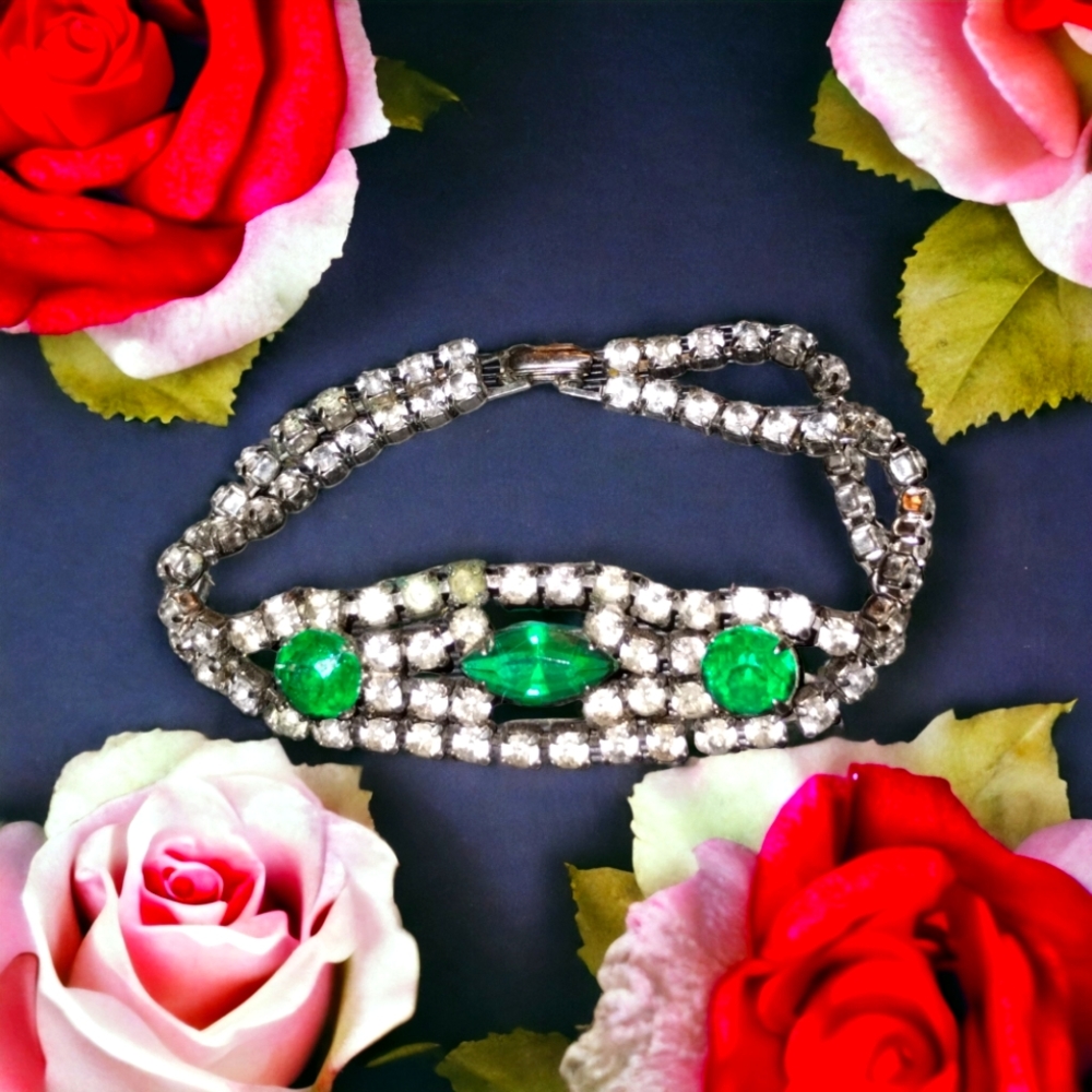 Highly collectible in very old antique emerald crystallized bracelet